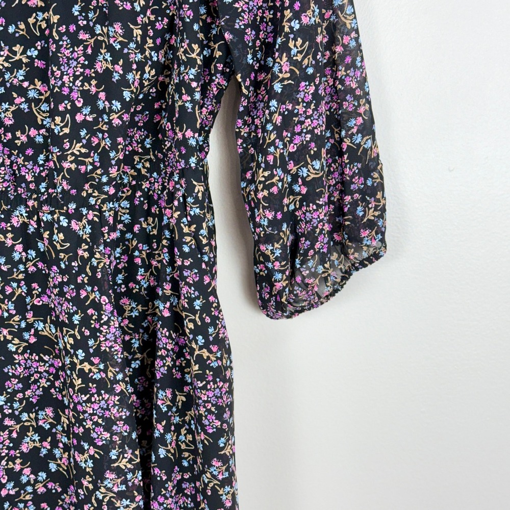 Torrid Chiffon Midi Dress Women 2 Black Floral NWT Cottagecore Boho Feminine - Picture 5 of 9
